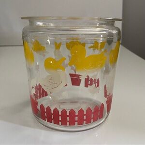 Vtg Glass Jar Bunnies Lambs Ducks Anchor Hocking 1950s Cookie Jar *no Lid*